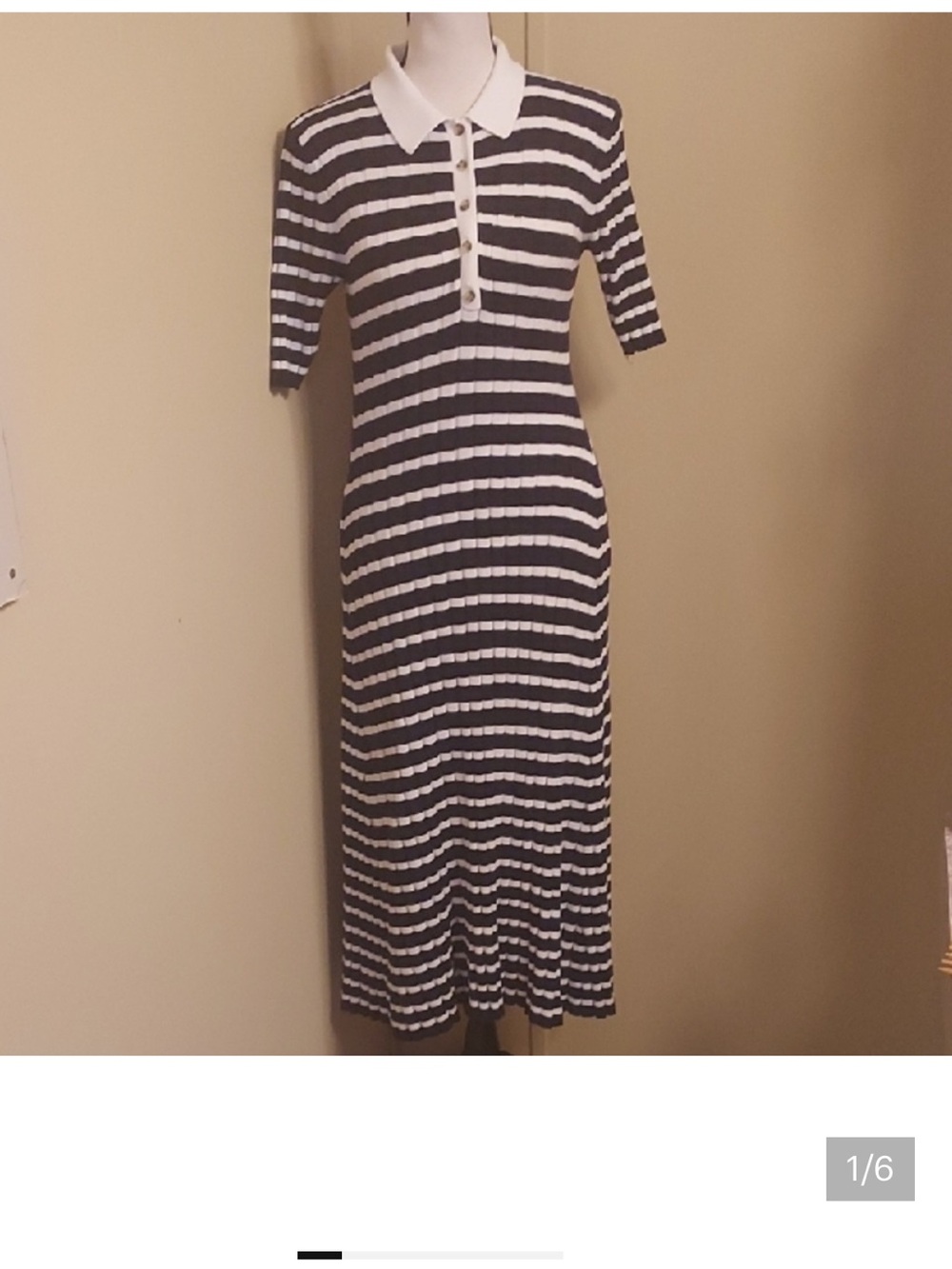 Loft navy striped sweater maxi